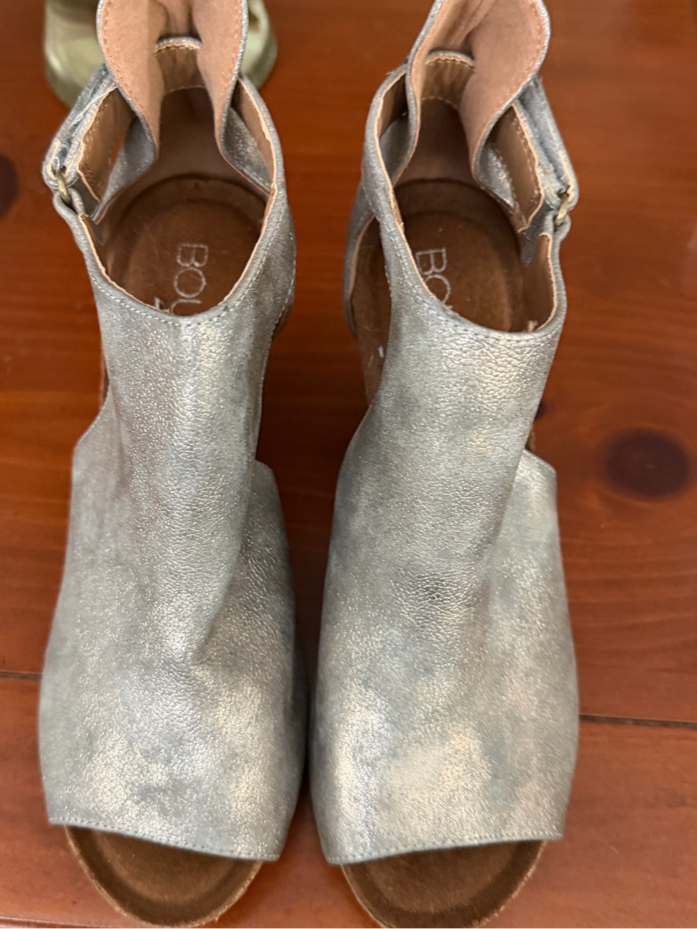 BOC Women's Metallic Silver Open-Toe Ankle Booties